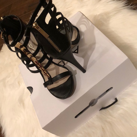 Aldo Shoes - Aldo High Heel Sandals! Black with gold detailing!